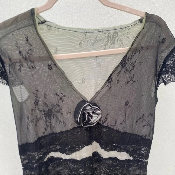 Y2K Euro Whimsygoth Black Mesh & Lace Dress Size Medium - Picture 2 of 10